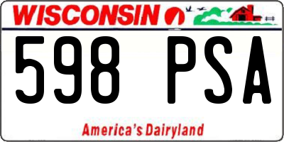 WI license plate 598PSA