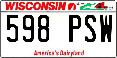 WI license plate 598PSW