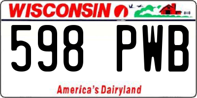 WI license plate 598PWB