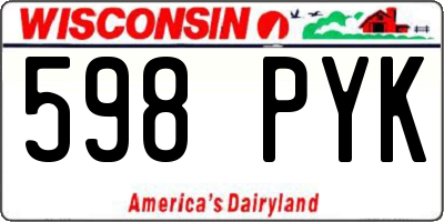 WI license plate 598PYK