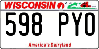 WI license plate 598PYO