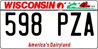 WI license plate 598PZA
