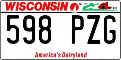 WI license plate 598PZG