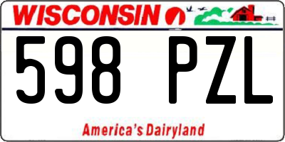 WI license plate 598PZL