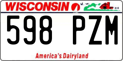 WI license plate 598PZM