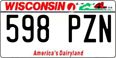 WI license plate 598PZN