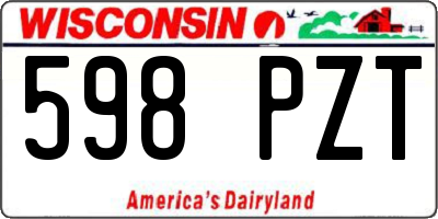WI license plate 598PZT