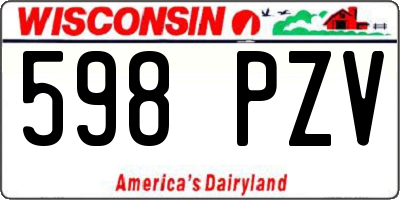 WI license plate 598PZV