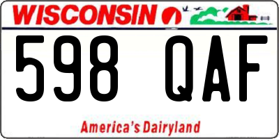 WI license plate 598QAF