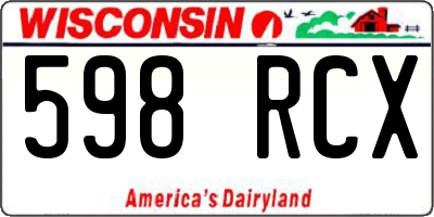 WI license plate 598RCX