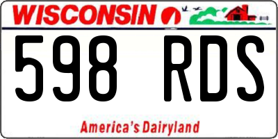 WI license plate 598RDS