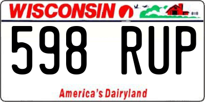WI license plate 598RUP