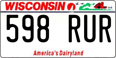 WI license plate 598RUR