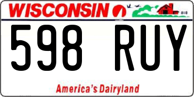 WI license plate 598RUY