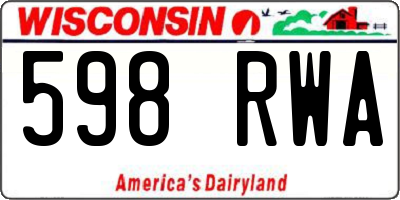 WI license plate 598RWA
