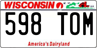 WI license plate 598TOM