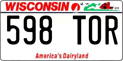 WI license plate 598TOR