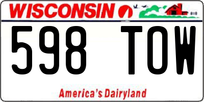 WI license plate 598TOW