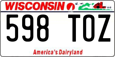 WI license plate 598TOZ