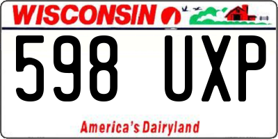 WI license plate 598UXP