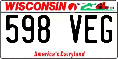 WI license plate 598VEG
