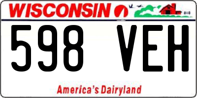 WI license plate 598VEH