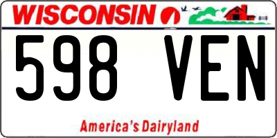 WI license plate 598VEN