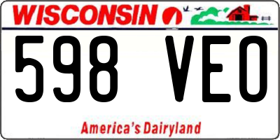 WI license plate 598VEO