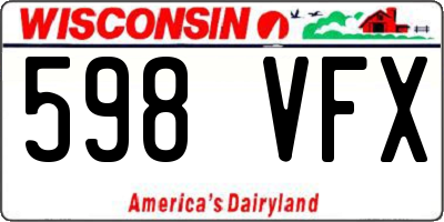 WI license plate 598VFX