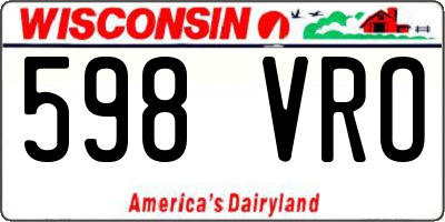 WI license plate 598VRO