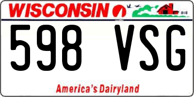 WI license plate 598VSG