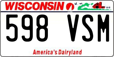 WI license plate 598VSM