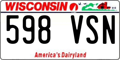 WI license plate 598VSN