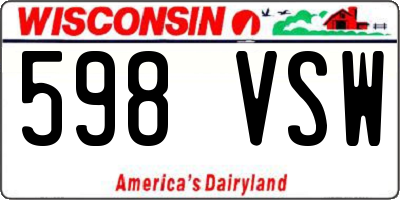 WI license plate 598VSW