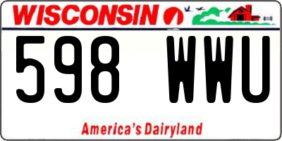 WI license plate 598WWU