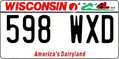 WI license plate 598WXD
