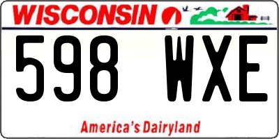WI license plate 598WXE