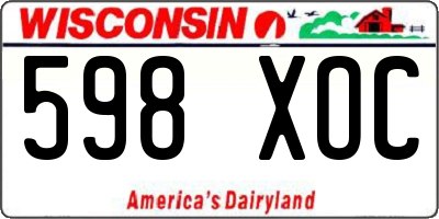WI license plate 598XOC