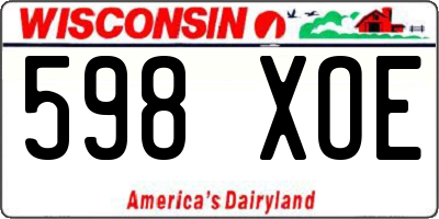 WI license plate 598XOE