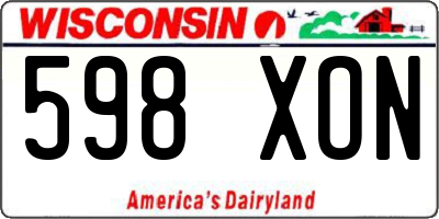 WI license plate 598XON