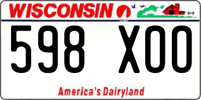 WI license plate 598XOO
