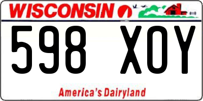 WI license plate 598XOY