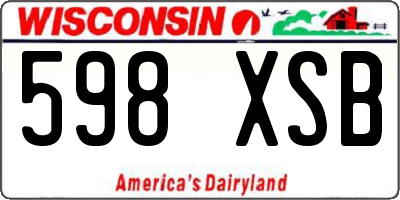 WI license plate 598XSB