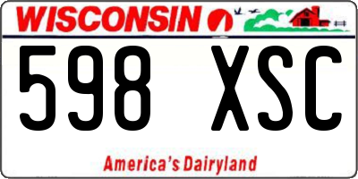 WI license plate 598XSC
