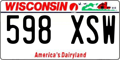WI license plate 598XSW
