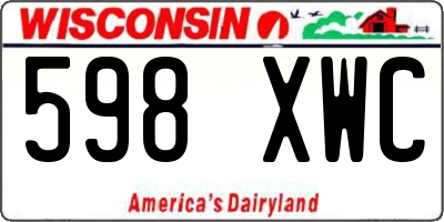WI license plate 598XWC