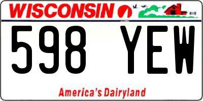 WI license plate 598YEW