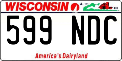 WI license plate 599NDC