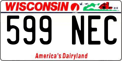 WI license plate 599NEC