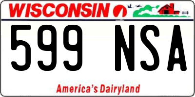 WI license plate 599NSA
